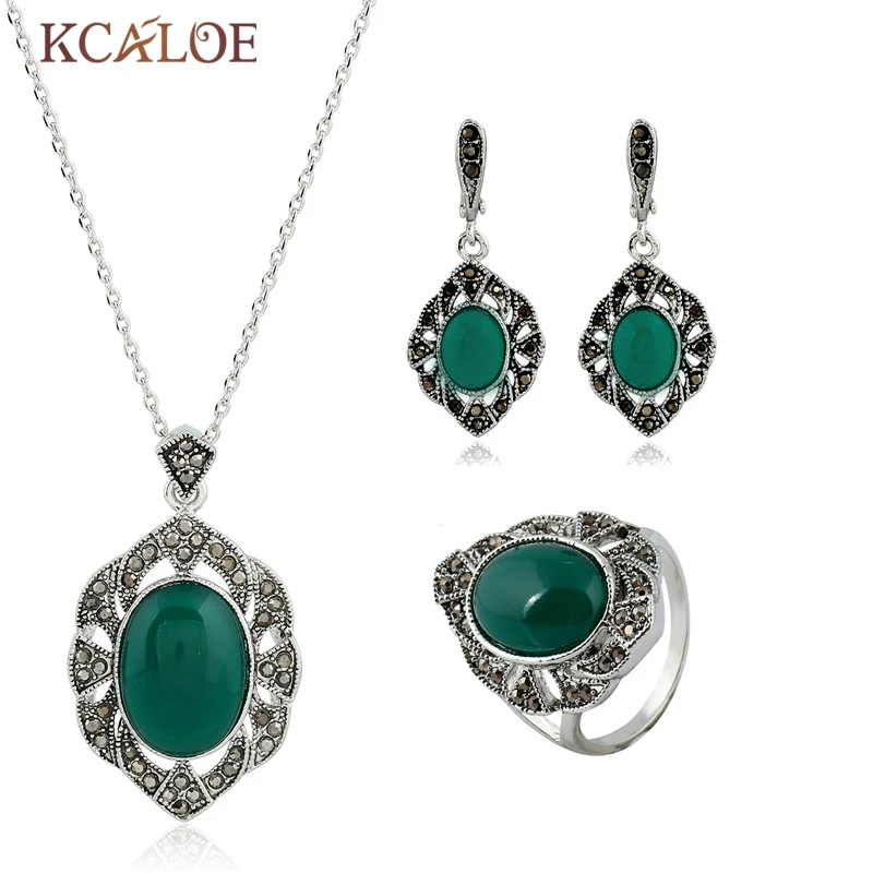 Buy KCALOE Green Jewelry Sets Natural Stone Pendant