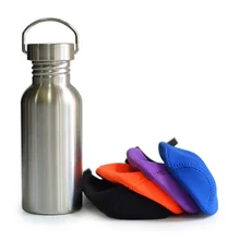 Матовая фляжка из нержавеющей стали, Спортивная бутылка для воды с рукавом для путешествий, кемпинга, пеших прогулок, велоспорта, рыбалки, йоги, 500 мл, 17 унций