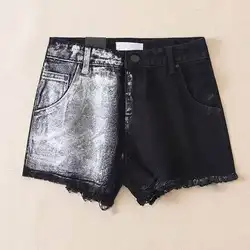Для женщин деним Модная Летняя шорты Винтаж Европейский стиль низ матовый дизайн талии Повседневное карман Стрит черные джинсы для девочек