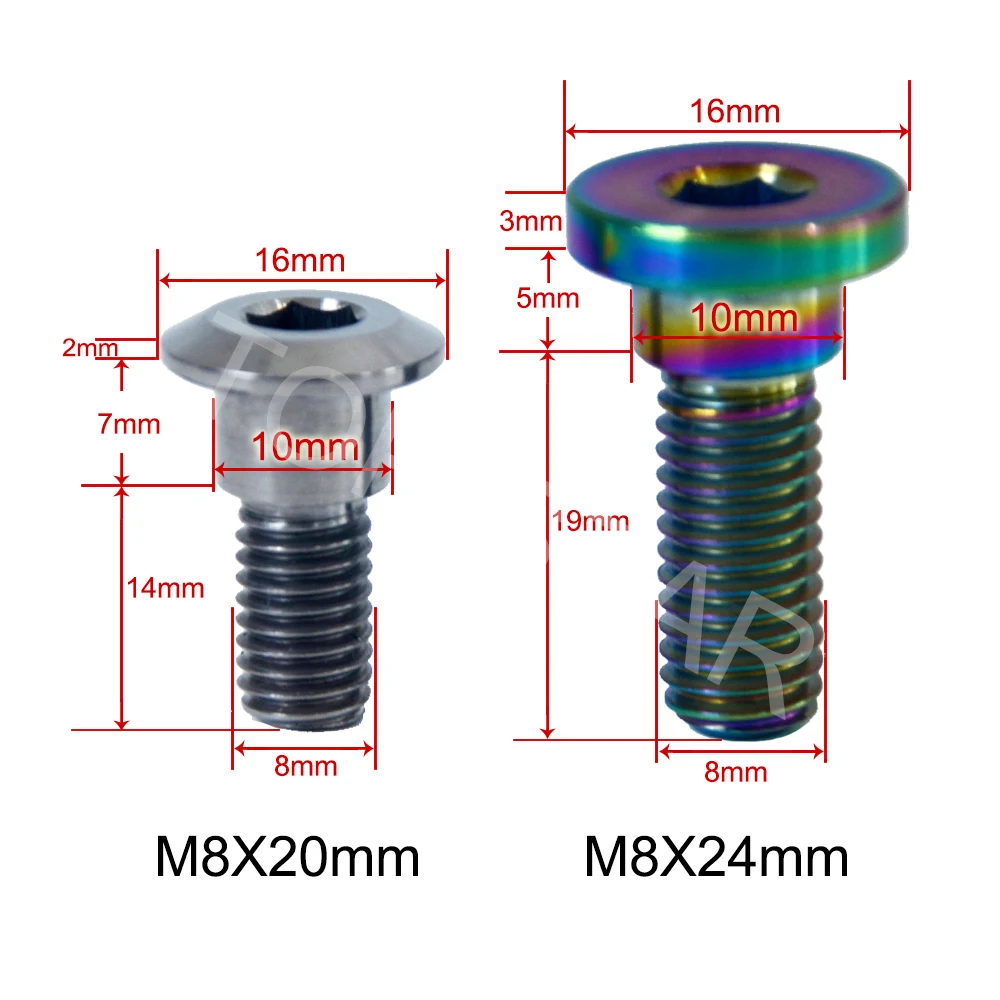 Титановые винты суппортов M8 x 20 мм M8 x 24 мм модификация мотоцикла тормозной диск болты мотоцикл DIY Ti Болт титановые болты