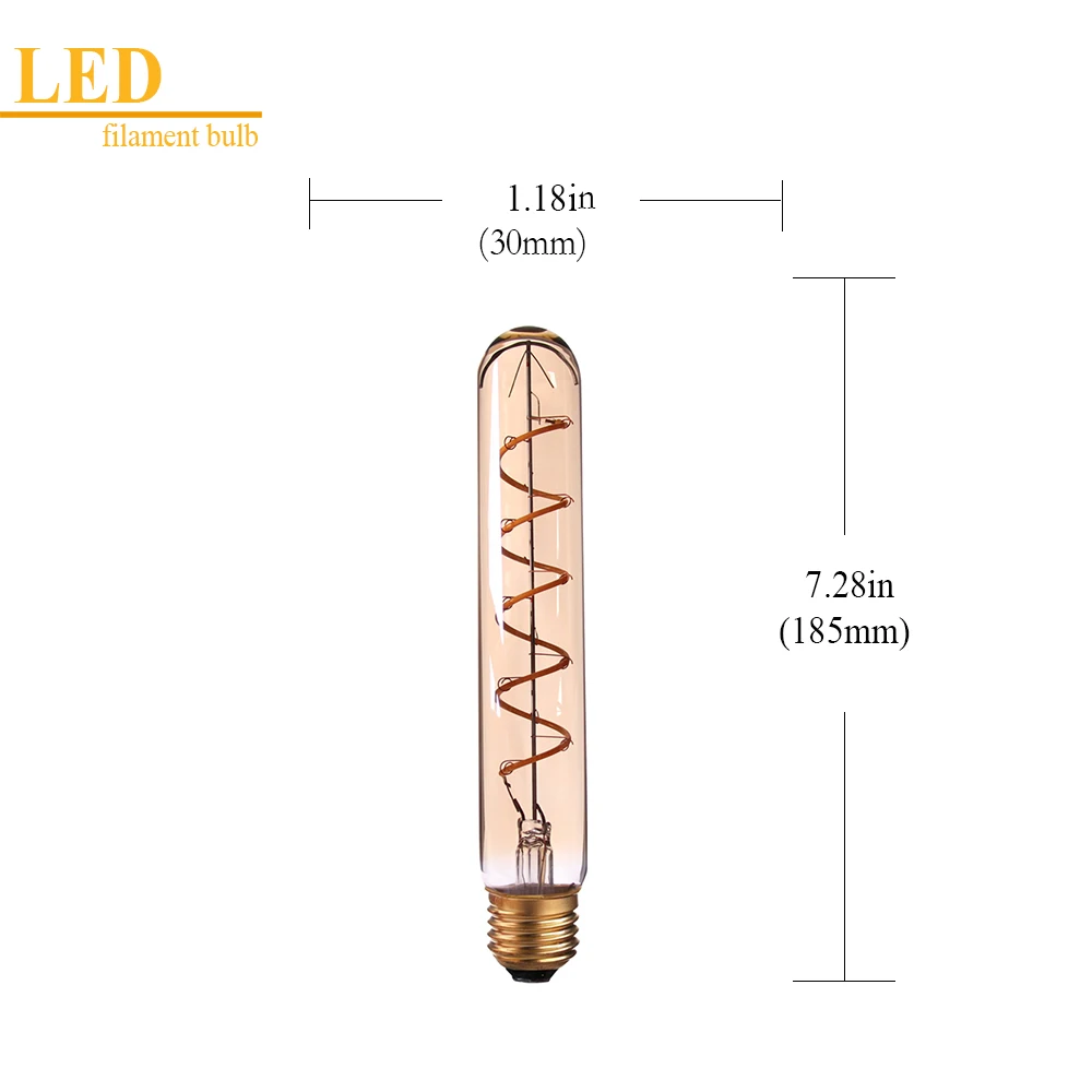 Grensk соломинкой E27 110 V 220 V Ретро спиральная нить Светодиодная лампа T30 T185 лампада диммируемая Светодиодная лампа настольная Спальня лампочки
