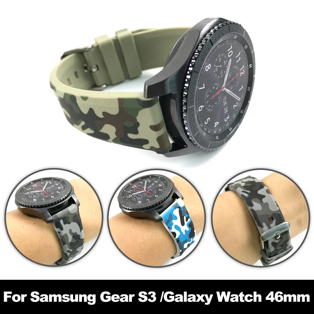 Браслет Камуфляжный силиконовый для Samsung Gear S3 мужской/женский браслет Galaxy Watch 3 45