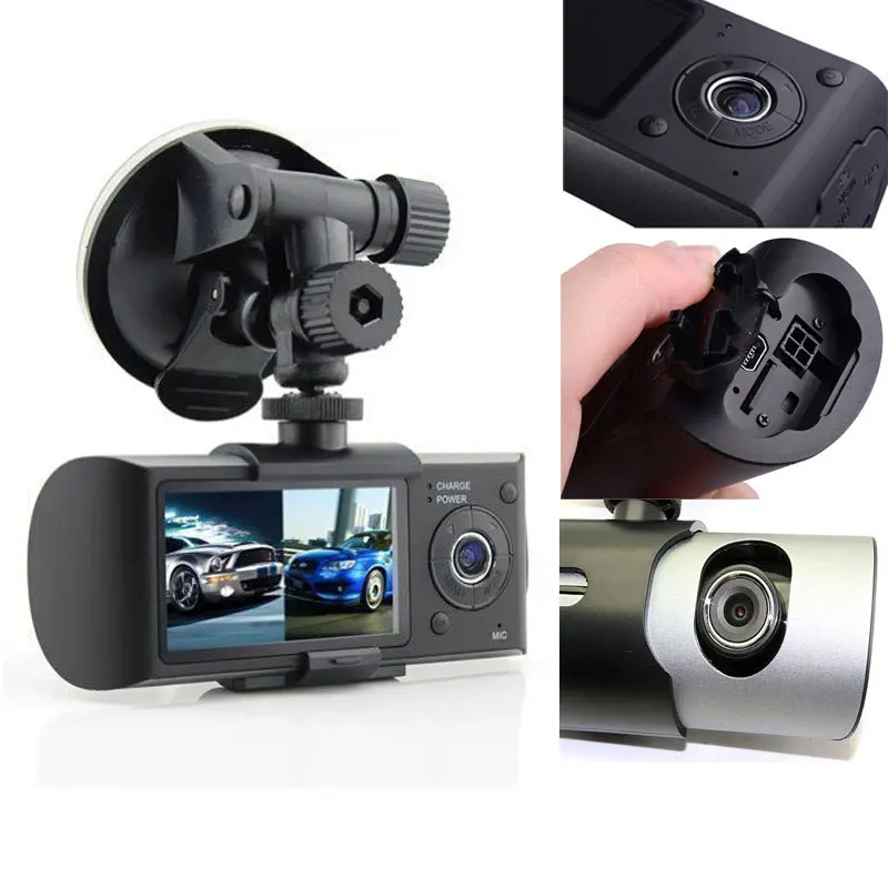  Dual Objektiv Auto DVR X3000 R300 Dual G-Sensor Camcorder 140 Grad 27 zoll dash cam Auto DVRs Video