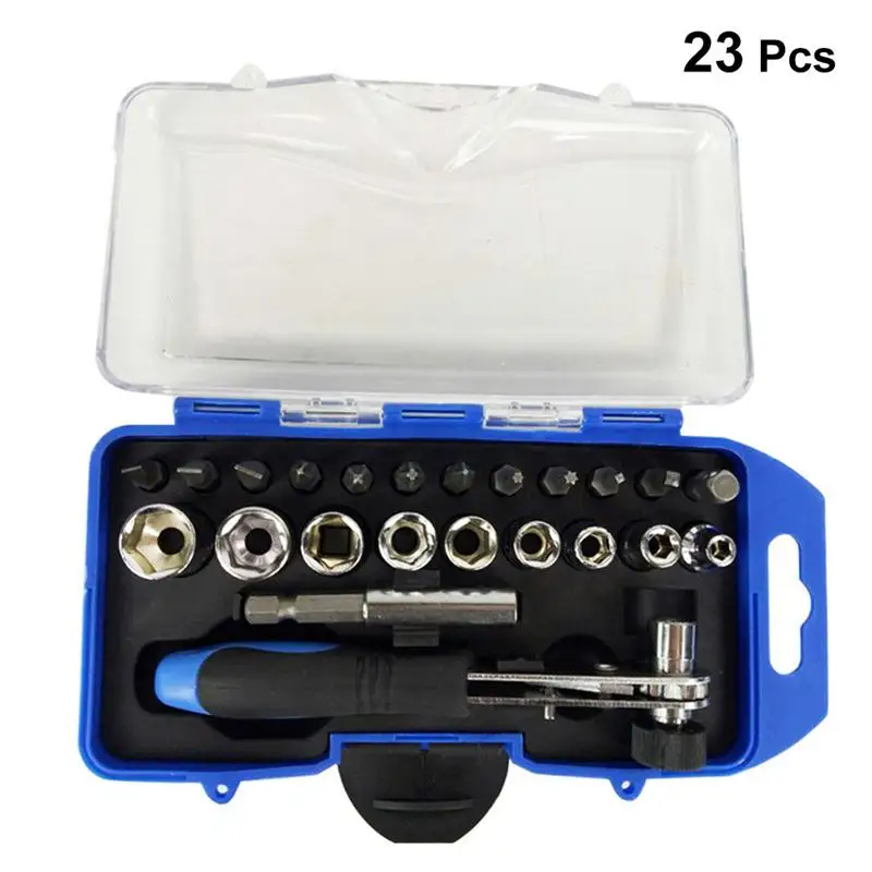 

23 In 1 Set Precision Magnetic Screwdriver Bit Multi Function Quick Wrench Ratchet Screwdriver Kit Repairing Hand Tools