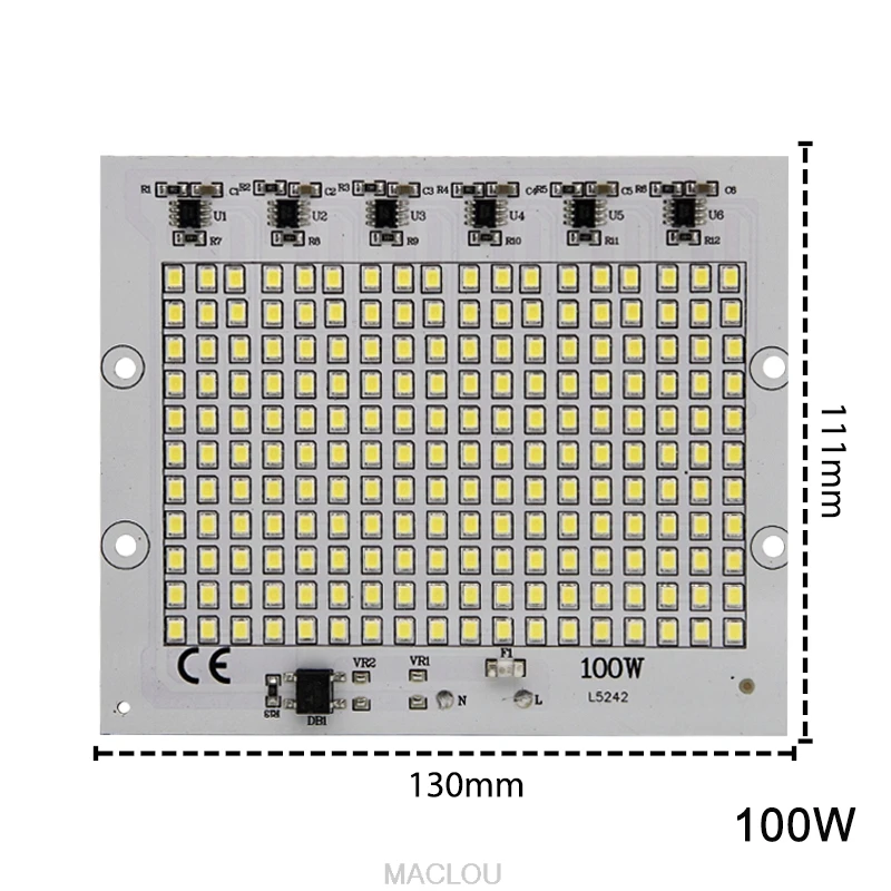 Высокая Мощность светодиодный лампы Чип Smd2835 смарт ic бисер осколки 220 240 V 100 W 50 30 20