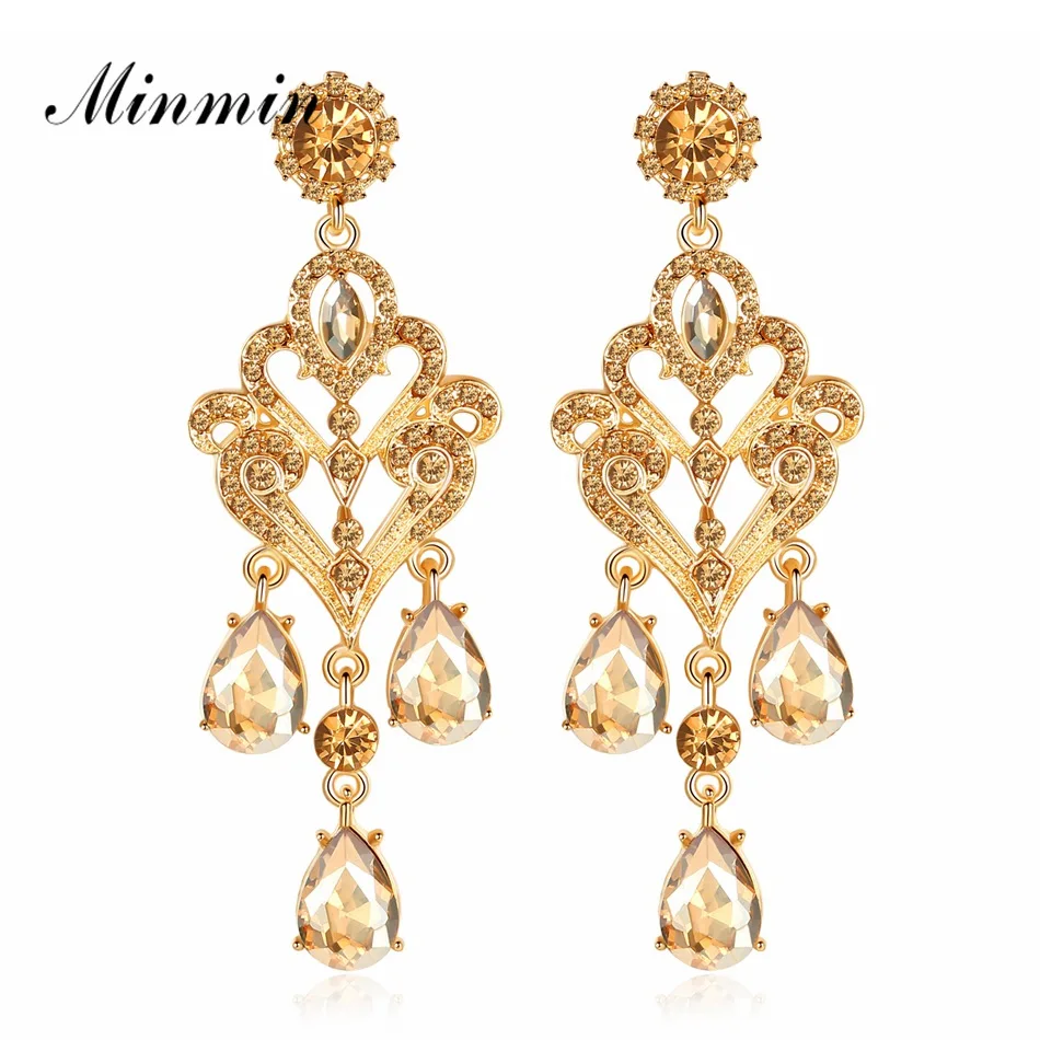 Us 3 26 30 Off Minmin Luxury Gold Color Crystal Long Drop Chandelier Earrings For Women Fashion Wedding Prom Jewelry Teardrop Meh1152 In Us 3 26 30 Off Minmin Luxury Gold Color Crystal Long Drop Chandelier Earrings For Women Fashion Wedding Prom Jewelry Teardrop Meh1152 In