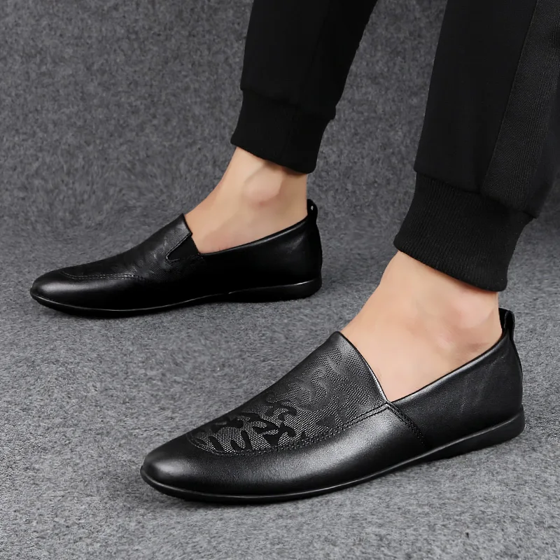 

New leather soft bottom peas shoes casual shoes