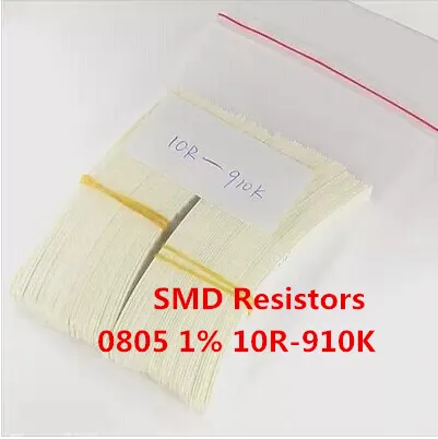 

0805 SMD Resistors 10R-910 1%,1/8W ,80valuesX25pcs=2000pcs, 0805 SMD Resistors Assorted Kit, Sample bag