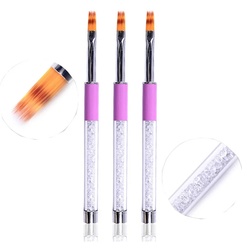 

Meet Across 1pcs Pragmatic Crystal Nail Brush Tools Nail Art Brush Gradient Dizzy Dye Pen Nail Painting Tools Handle Nylon Ombre