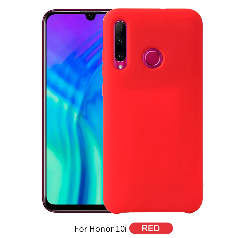 Etui huawei P Smart чехол для телефона на Funda huawei Honor 10i чехол Официальный жидкий силиконовый мягкий чехол Honor 10i чехол - Цвет: Красный