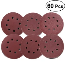 60 шт 5-дюймовый крюк и петля сетка наждачная бумага, 8 отверстий Грит шлифовальные колодки дискового тормоза для 60/80/180/240/320
