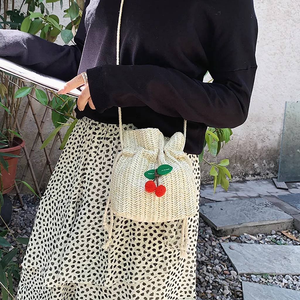 Женские пляжные сумки из ротанга Джокер через плечо с завязками пельменей для