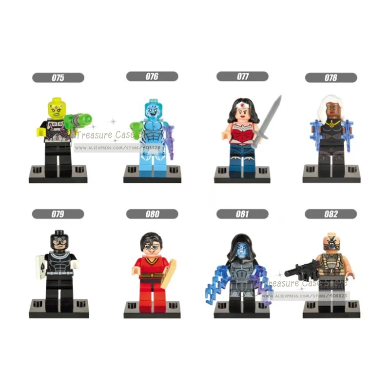 

NO.075-082 Brainiac Electro Wonder woman Storm Bullseye Bane Individual figure Super Hero Building Toys Blocks