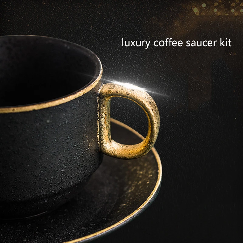 220ml European Style Luxury Coffee Cup with Saucer Set Ceramic Black Latte Pull Flower Cups Drinkware Master Milk Mug Handle Mug 220ml European Style Luxury Coffee Cup with Saucer Set Ceramic Black Latte Pull Flower Cups Drinkware Master Milk Mug Handle Mug