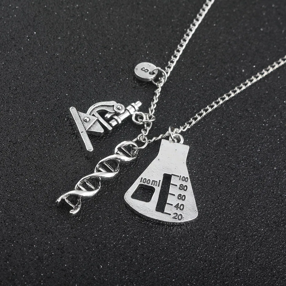 Модный микроскоп ДНК двойная завитка биологический символ уникальный брелок