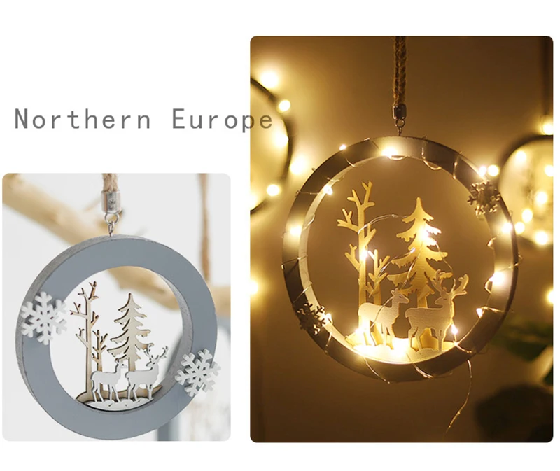 Flone Nordic Decoration Home Wooden Elk Hanging Ornaments Christmas Nursery Decor Kids Room Decoration Supplies Accessories (11)