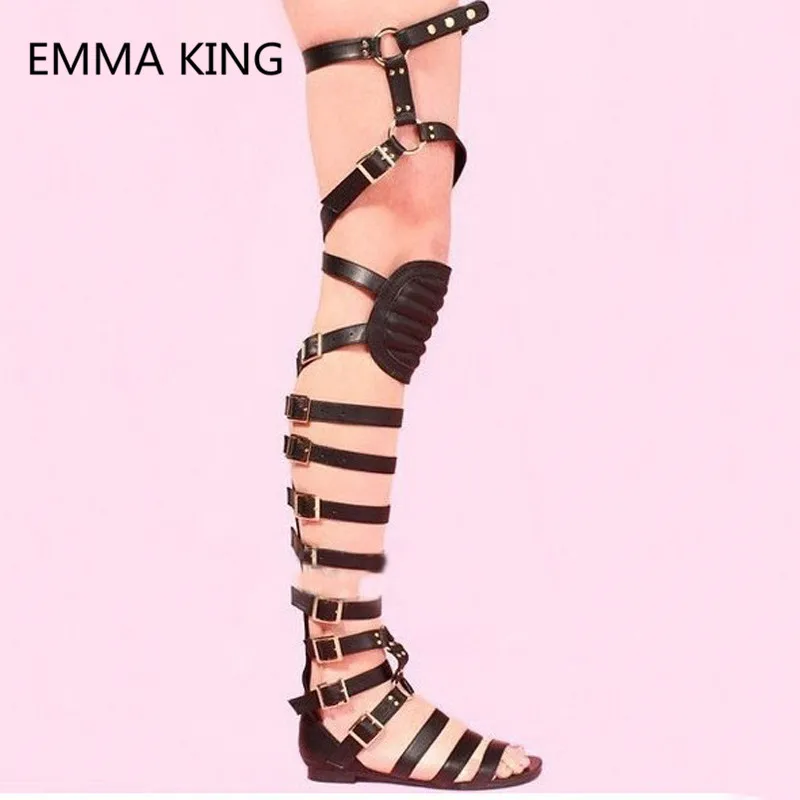 thigh high gladiator flat sandals