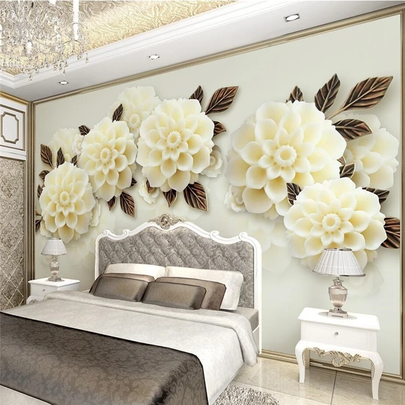 

beibehang Custom wallpaper 3d photo mural beautiful European champagne hydrangea 3d stereo TV background wall living room mural