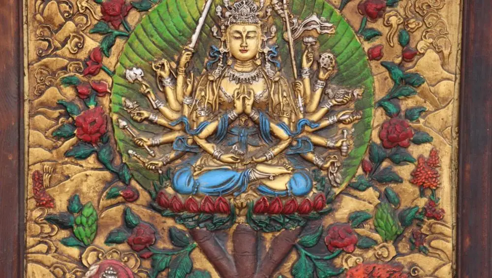 80 см Tiebt картина по дереву Sakyamuni 1000Arms Kwan yin Будда Thangka Thanka росписи|painting wholesale|painting