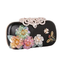 Женская вечерняя сумка DAIWEI из кожзаменителя, сумочка-клатч, ручная сумка, Свадебные торжества/вечерние, официальные, minaudierhinestone, атласные, цветы, жемчуг