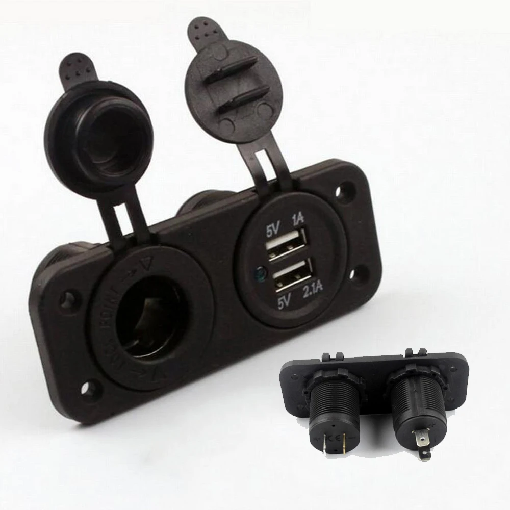 

car charger Charger Power Adapter Outlet Dual USB Car Cigarette Lighter Socket Splitter 12V 2A phone USB