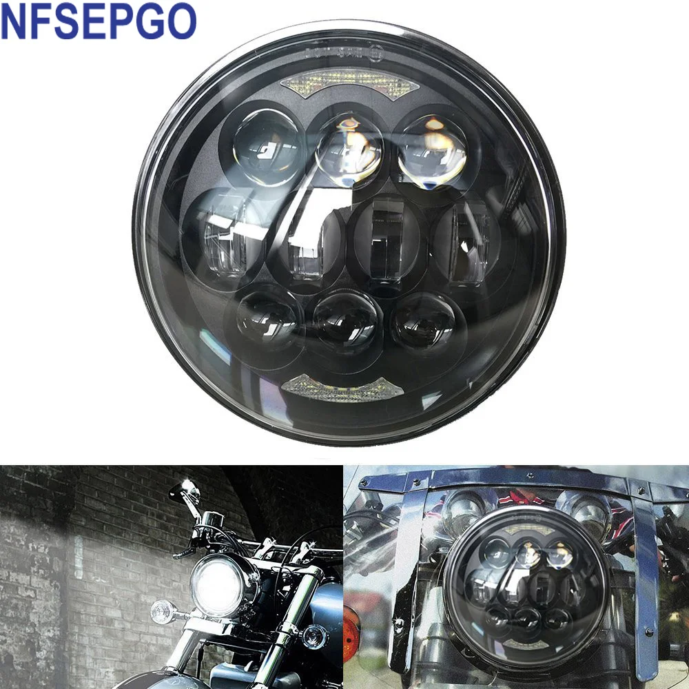 NFSEPGO Motorcycle headlight Led Headlights Fit 5.75" H4 Headlamp With