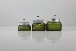 15 г оливково-зеленый матовое стекло крем банку с матовое серебро алюминиевой крышкой, косметические банки, стеклянную банку или крем