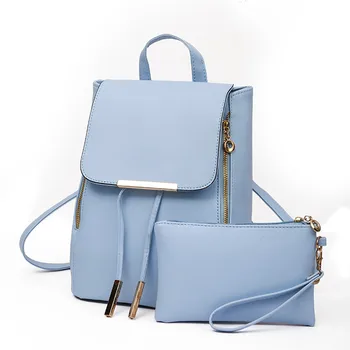 

Sleeper #401 2018 NEW 2Pcs Fashion Women Girls mochila Leather Backpack Travel School Bag for student hot sale Free Shipping