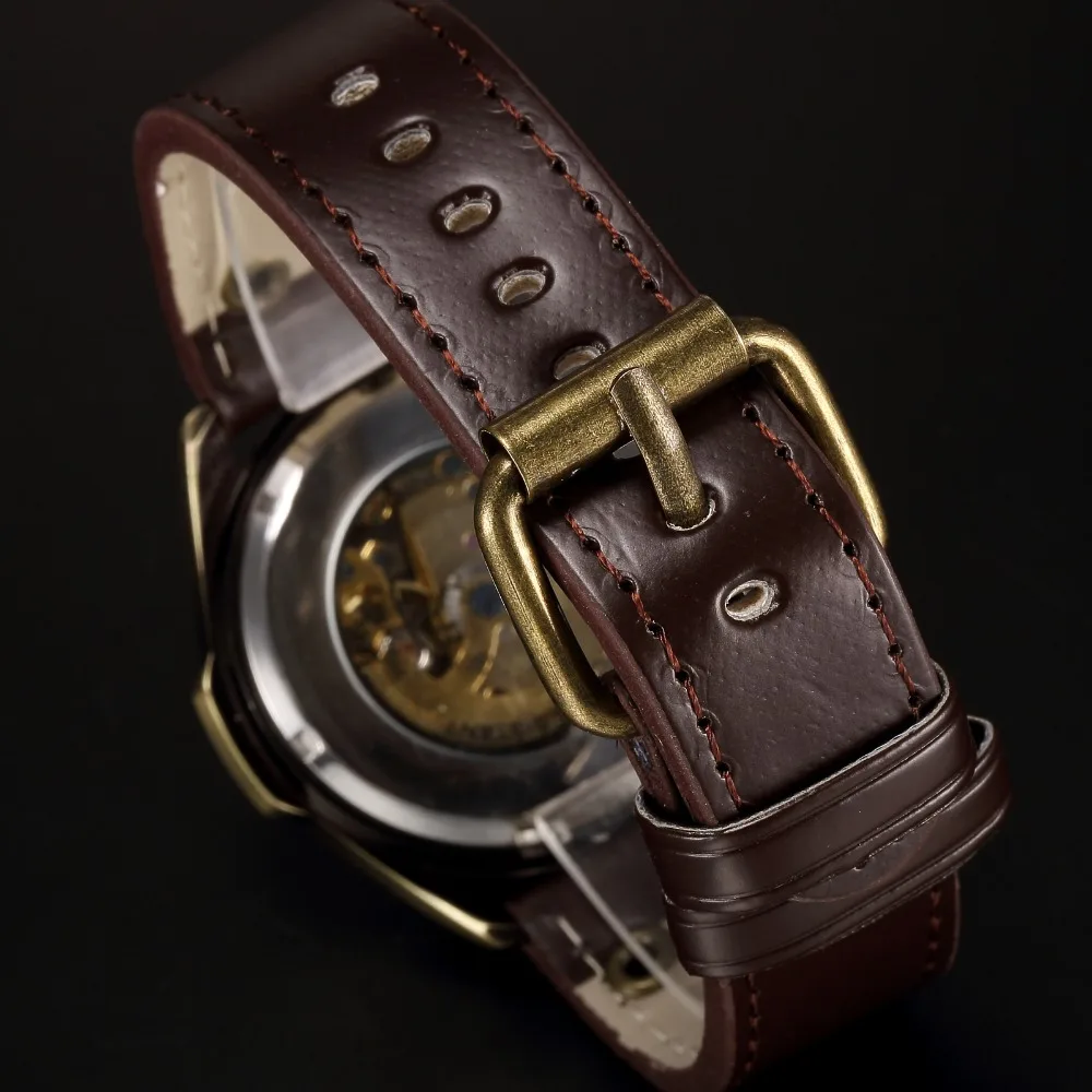 SHENHUA бронзовые часы винтажные с скелетом мужские montre homme Мужские автоматические