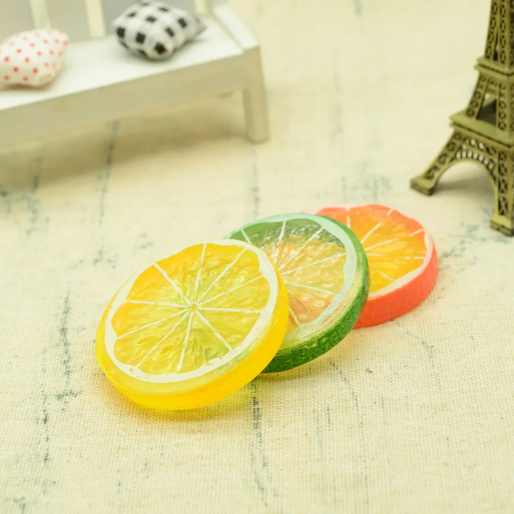 5Pcs Mini Fake Plastic Lemon Slices Artificial Fruits Foam Model Party Kitchen Wedding Decoration Diy Scrapbooking Kids Toys artificial fruits and vegetables