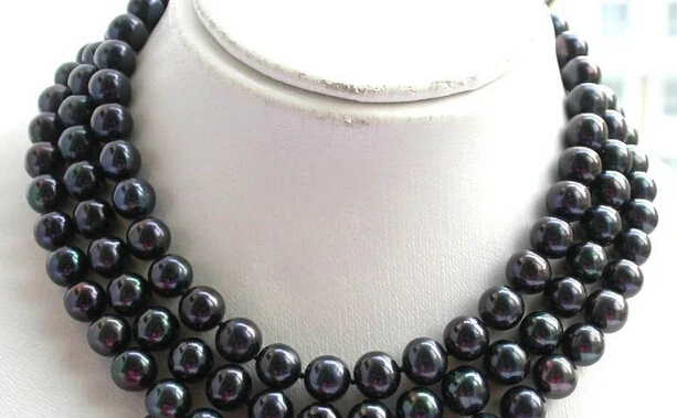 

ddh002816 long 50" round 10-11mm Tahitian black freshwater pearl necklace