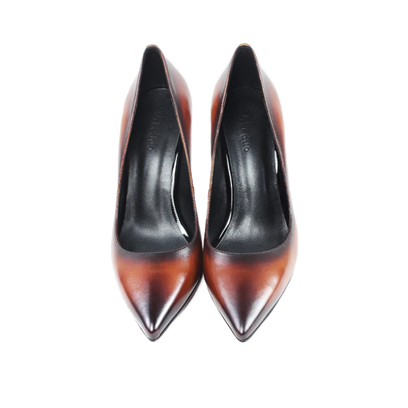 Vikeduo/; Роскошные модные вечерние модельные туфли ручной работы с острым носком; оригинальные женские туфли из натуральной кожи на тонком высоком каблуке