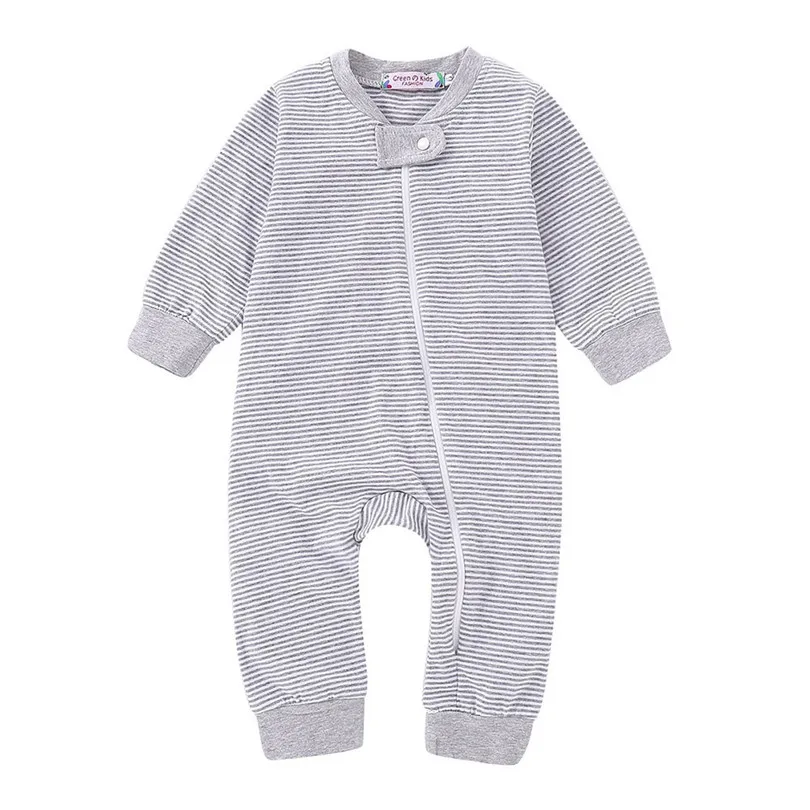 2019 new Newborn Baby Girls Boys Long Sleeve Zipper Packs Stripe Romper Jumpsuit Clothes fashion design (10)