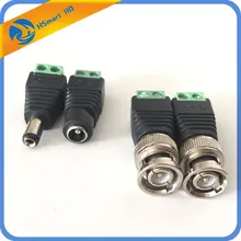 1 Set CAT5 To BNC Video And Power Balun Transceiver Connectors Male BNC Connector Terminal Coax CAT5 CCTV Camera TV Connector DV