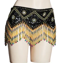 Пояс для танца живота, пояс с пайетками, пояс на бедрах, пояс для танца живота в этническом стиле, пояс с цепочкой, бисер, кисточка, одежда для танца живота, сексуальная 9013