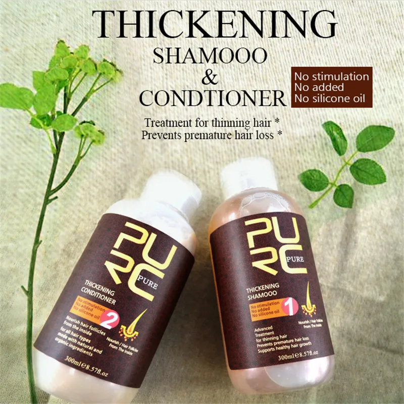 2 шт PURC Профессиональный имбирный шампунь и кондиционер для роста волос эссенция жидкие продукты против выпадения волос, быстрый рост плотный
