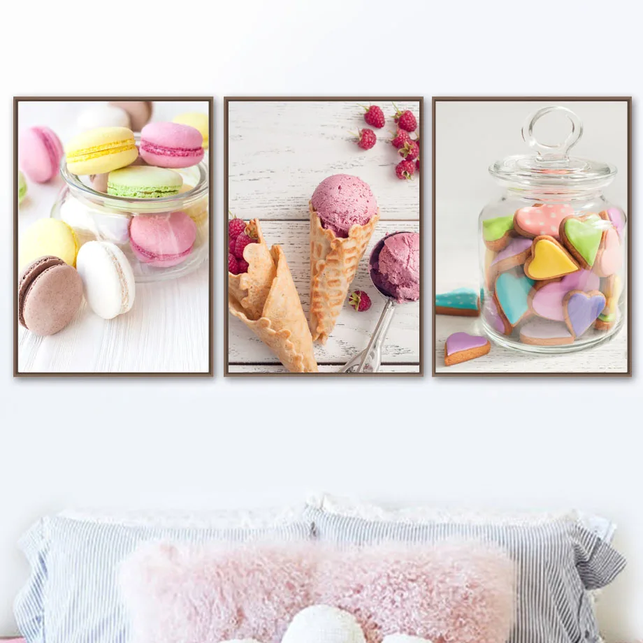 Ice-Cream-Macaron-Unicorn-Cake-Wall-Art-Canvas-Painting-Posters-And-Prints-Wall-Pictures-For-Kids (2)