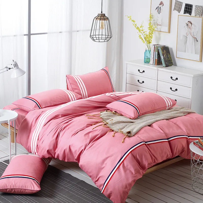 

3-4pcs Polyester Bedding Set Single Double Duvet Cover Sets Twin Full Queen King Size Bedlinens XF216-7