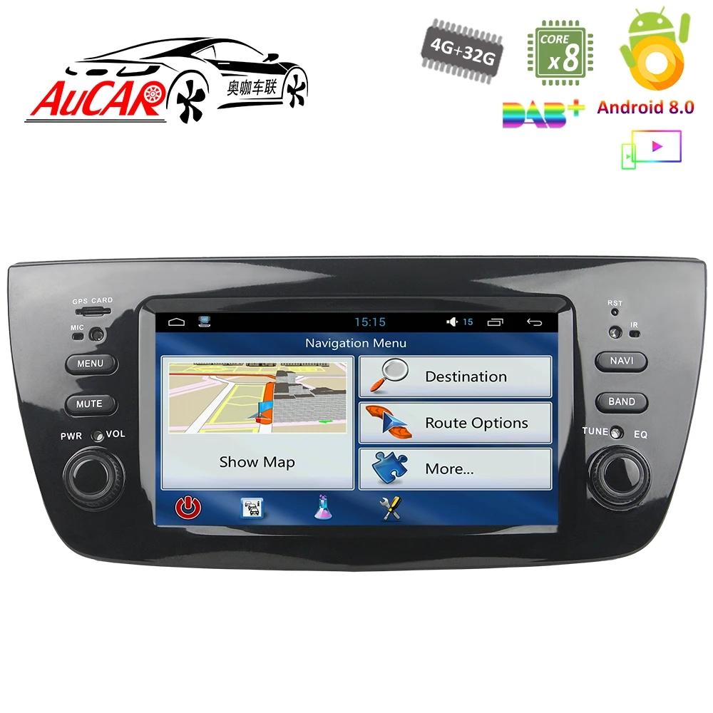 Cheap Android 8.0 Car DVD Player for Fiat Doblo 2010 - 2014 Car GPS Multimedia System HD Bluetooth Radio WIFI FM AM RDS 4G AUX 1 Din 5