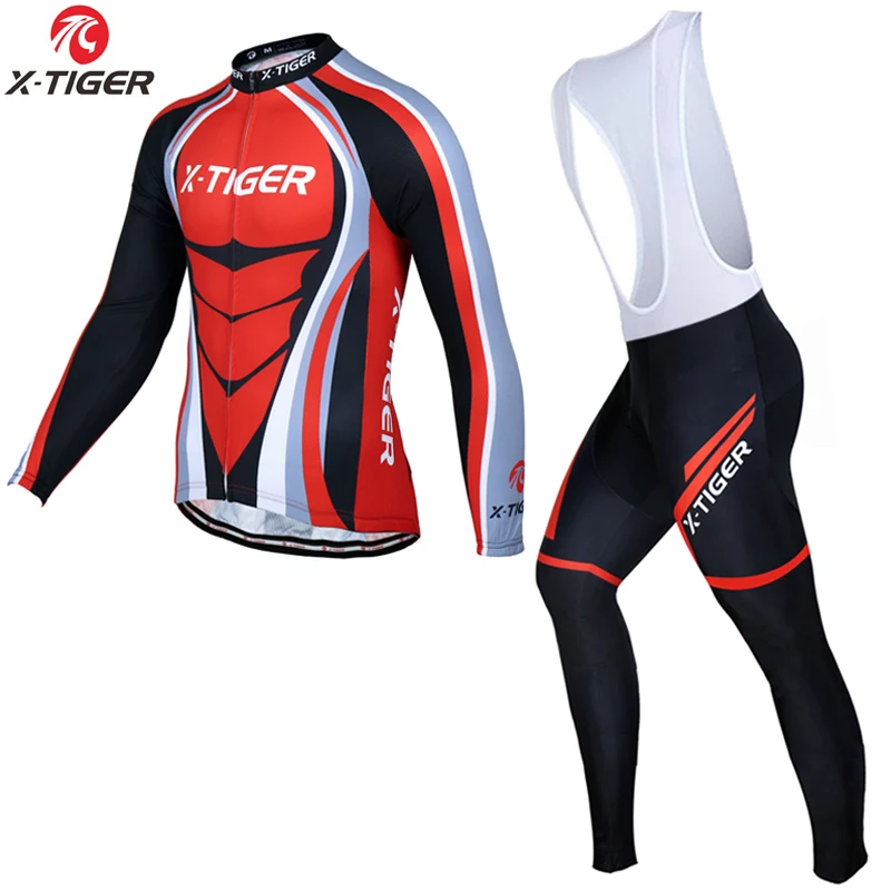 X-Tiger быстросохнущая футболка с длинным рукавом для велоспорта, весенняя одежда для горного велосипеда, одежда для гонок, одежда для велоспорта, Майо, Ropa Ciclismo - Цвет: Autumn Bib Set