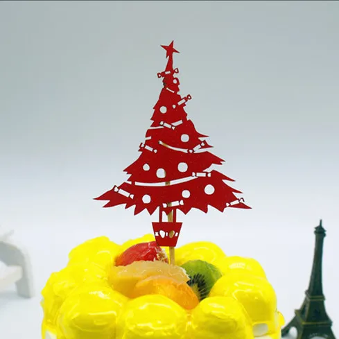1pc Merry Christmas Cake Flag Topper Multi Colors Christmas Tree Cake Flags For Xmas Party New Years Cake Baking Decor