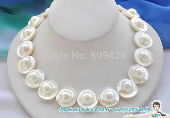 

~~ Free Shipping >>BW0828 AAA++ HUGE REAL 18" 20mm white south sea mabe pearl NECKLACE
