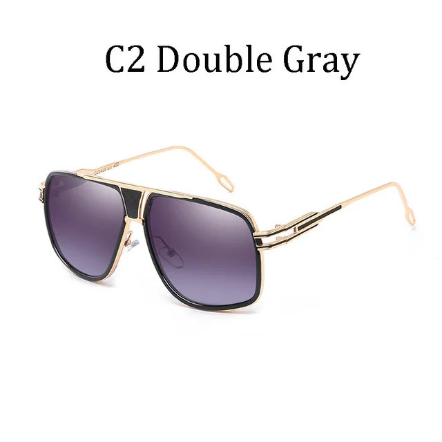 Новинка, роскошные брендовые дизайнерские женские солнцезащитные очки с плоским верхом, 18K позолоченные квадратные мужские солнцезащитные очки, женские солнцезащитные очки в стиле ретро - Цвет линз: C2