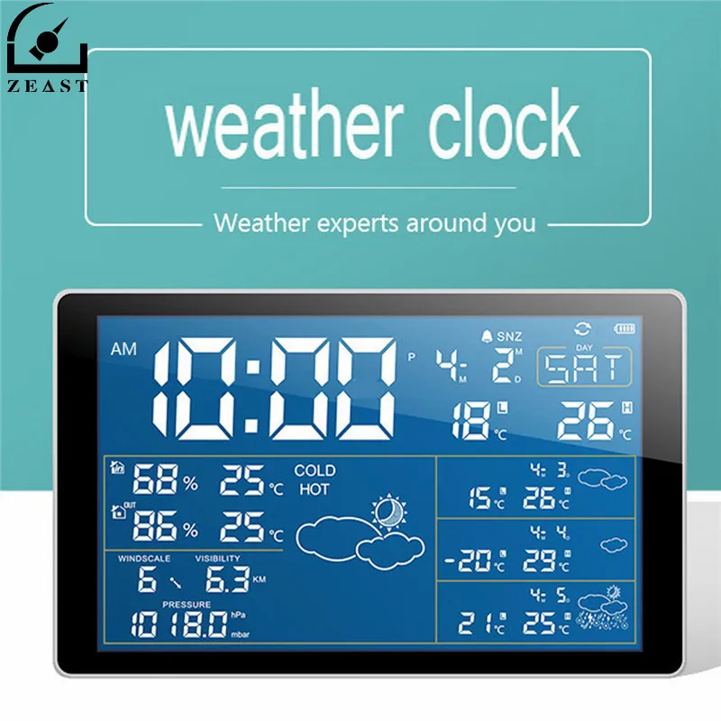 

ZEAST Household Weather Station Wifi Weather Clock Radio Digital Temperature Humidity Meter Clock Thermometer Connecting Phone