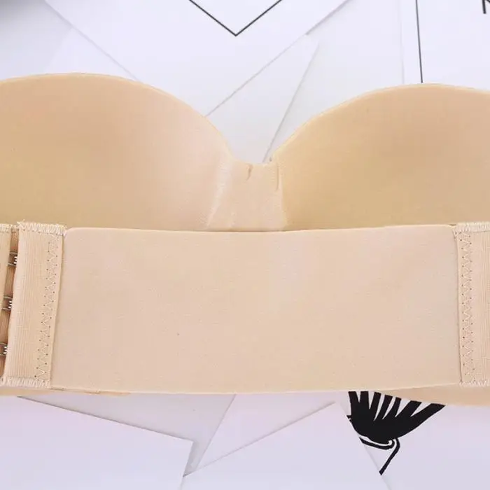 Women Strapless Bra Seamless Backless Soft Breathable 4 Rows 3 Hooks Brassiere GDD99