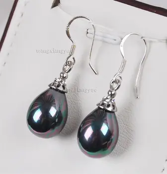 

FREE shipping> >>> Fashion 12x16mm South Black Sea Shell Pearl Drop Beads /Dangle Hook Earrings