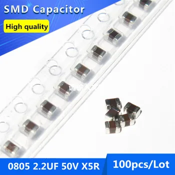 

100pcs SMD Thick Film Chip Multilayer Ceramic Capacitor 0805 2.2UF 2200nF 50V X5R 10%