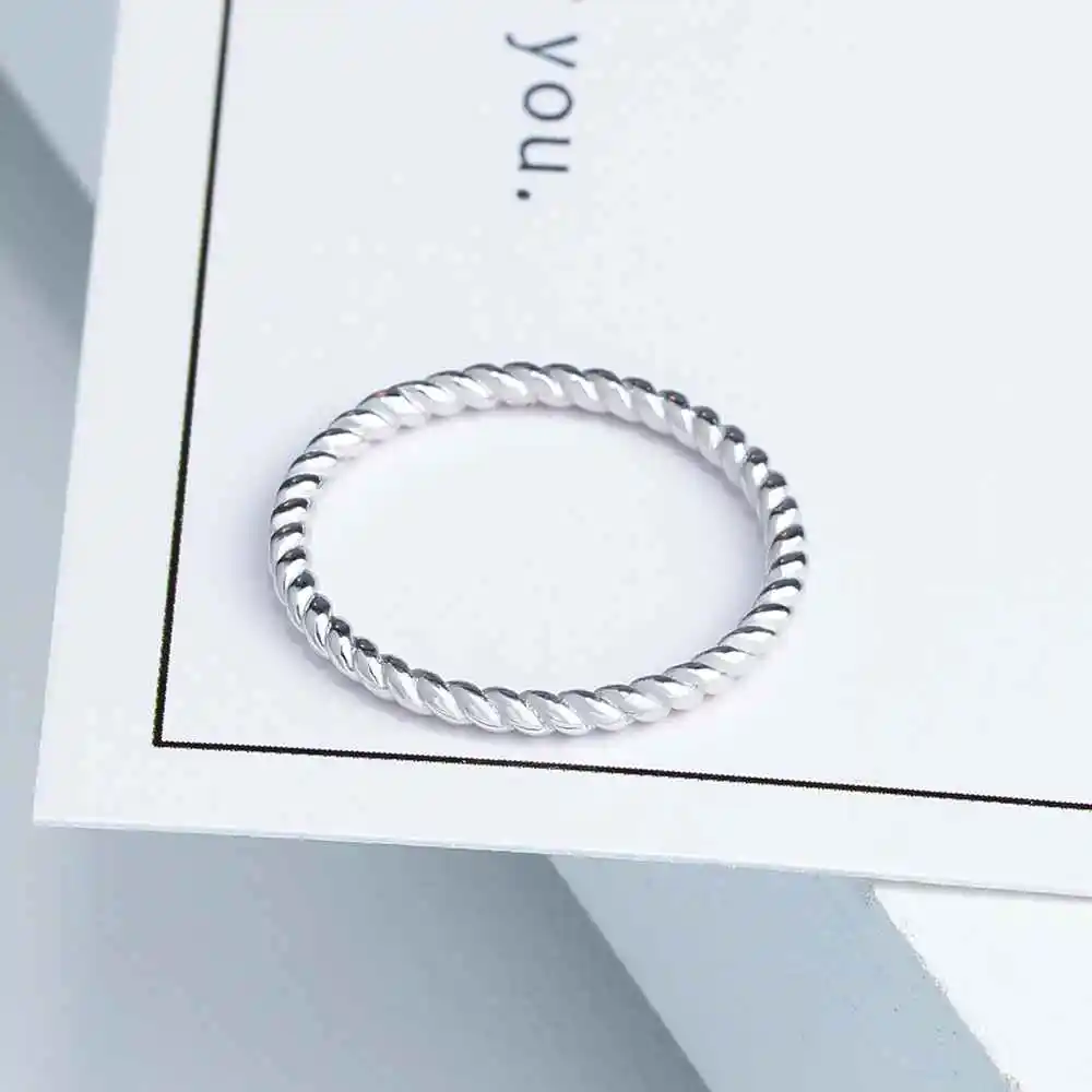 New 925 Sterling Sliver Rings for Women Rope Shape Rings Fashion Silver Jewelry Engagement Anniversary Gift JewelOra RI102772