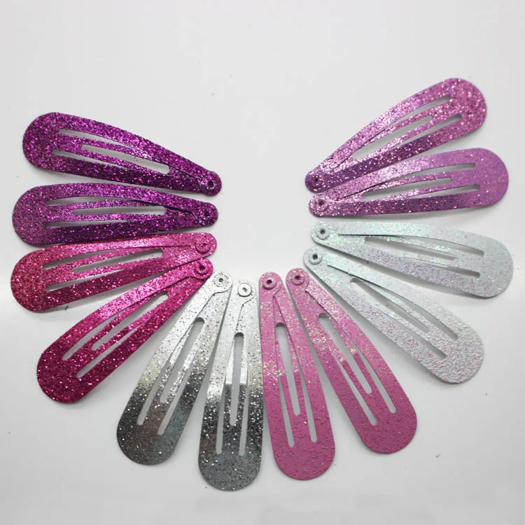 

Wholesale 5 cm metal hair clips fashion bling hair accessories shinning hair pins glitter hair snap clips 12 pcs /set