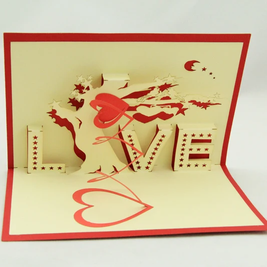 Moon girl 3D Pop Up Carte Handmade Joyeux Anniversaire Noël Nouvel An Invitation